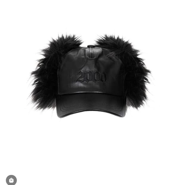 2000 fur earfrap cap(black leather)