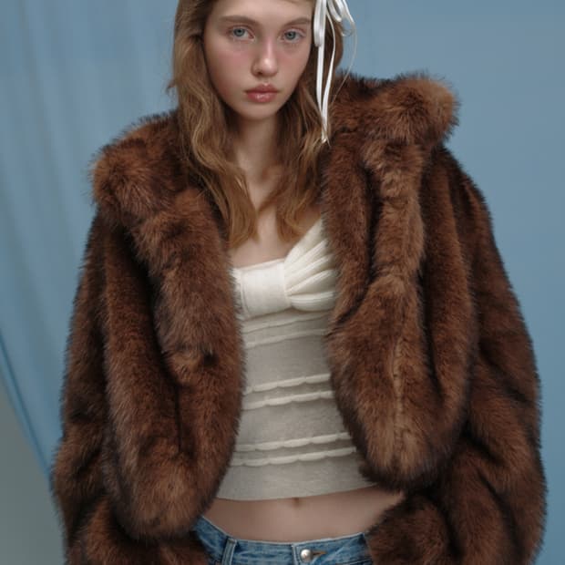 (새상품) 더바넷 퍼자켓 브라운