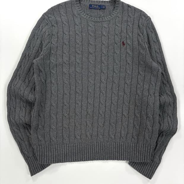 폴로 랄프로렌 그레이 꽈배기 니트  
