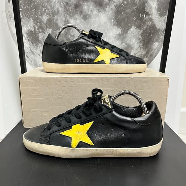  정품 38) 골든구스 블랙 레더 스니커즈 240~245