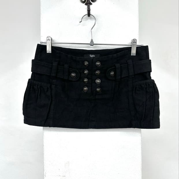Napoleon button belted mini skirt