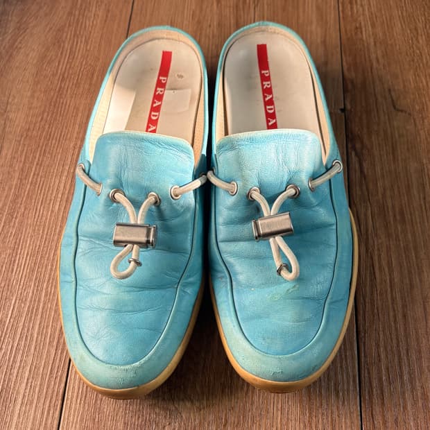 prada leather slip on