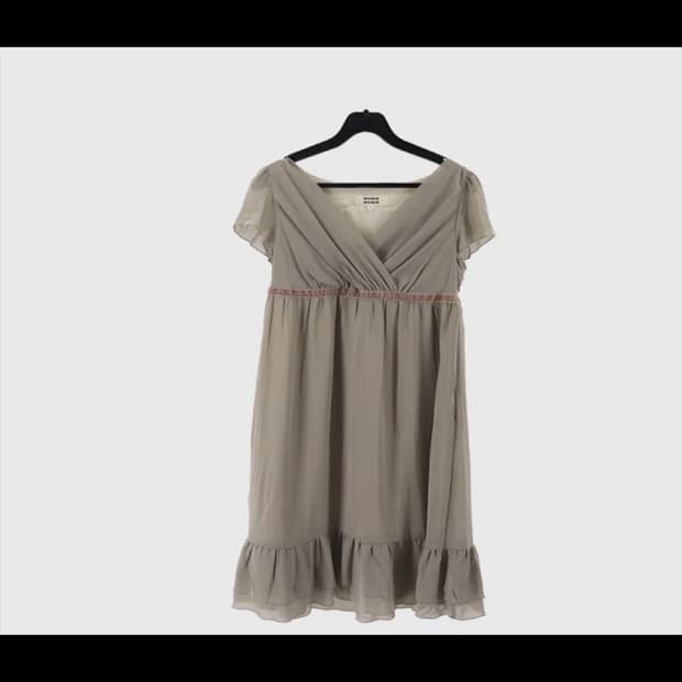 빈티지 프릴 쉬폰 미디 원피스 