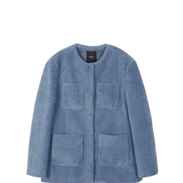 (RAIVE 레이브) 퍼자켓 뽀글이퍼 무스탕 블루 - 중고제품