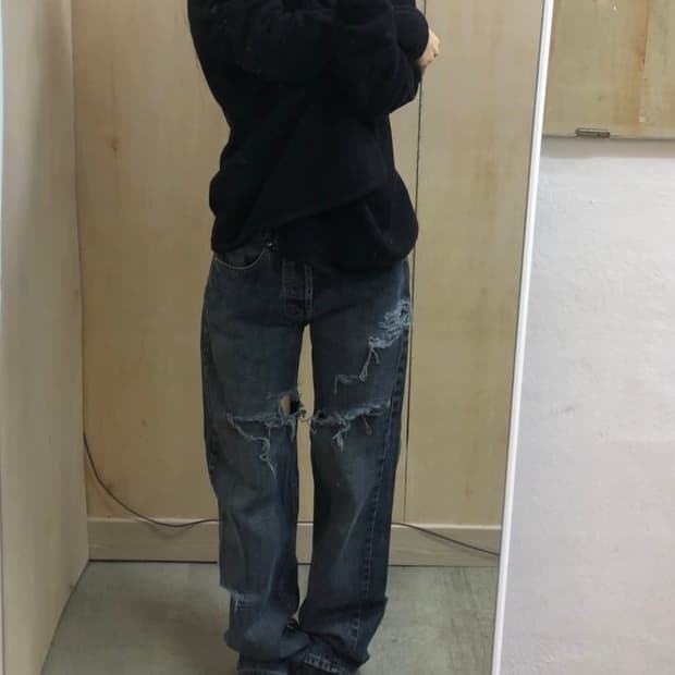 수입빈티지 모스키노 데미지 데님 진 (+ 경량패딩)