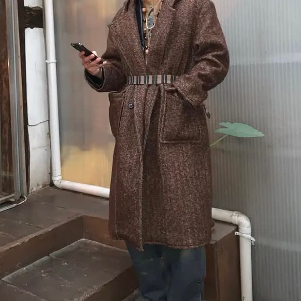 메종미네드 BIELLE 후드 코트 브라운 L