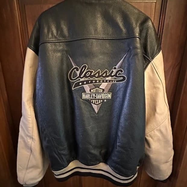 00s 할리데이비슨 레더 봄버 자켓 풀그레인 레더 자켓
