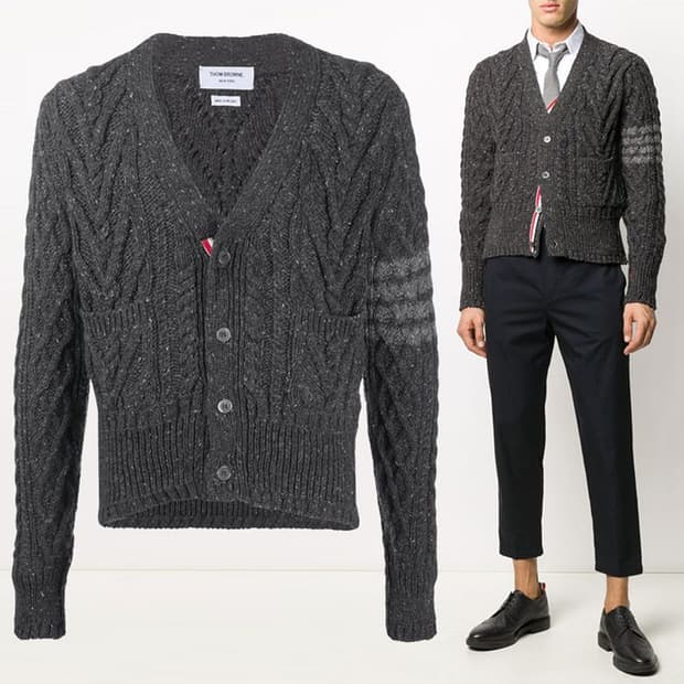 톰브라운 사선 케이블 모헤어 울 가디건 3
