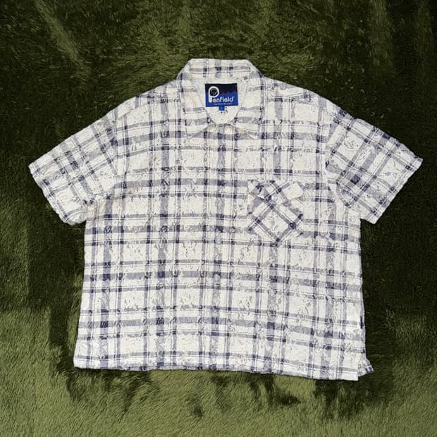[L] Penfield 펜필드 플레이드 크로쉐 하프셔츠 아이보리