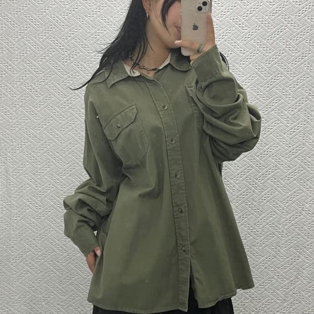 랭글런 사파리 올리브 카키 포켓 워크 셔츠 2XL C06518