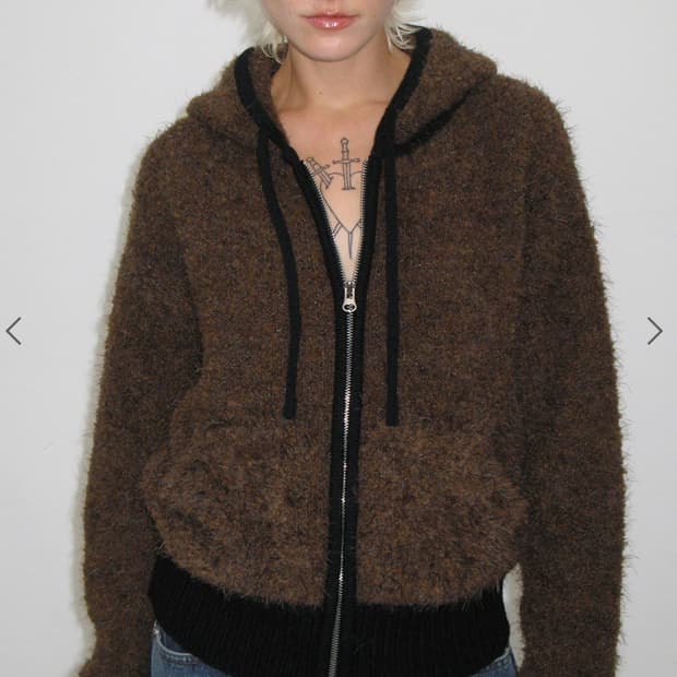 썬번프로젝트 BOUCLE KNIT HOODIE ZIP-UP