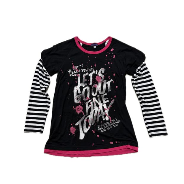 펑크 핫핑크 레이어드 티셔츠