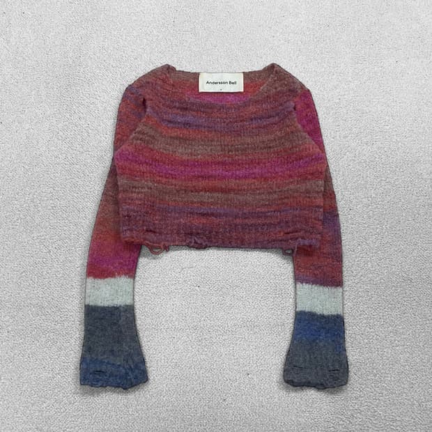 앤더슨벨 그라데이션 알파카 숏 스웨터 니트