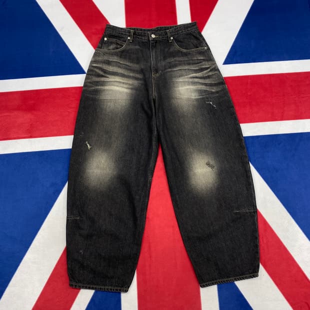 노운 와이드 테이퍼드 데님팬츠 실측32