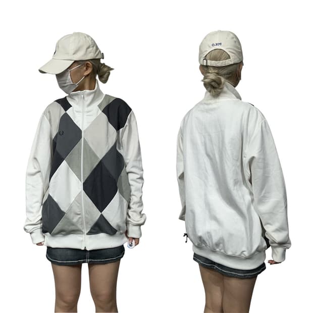 프레드페리 화이트 오버핏 올드스쿨 트랙탑 져지 L