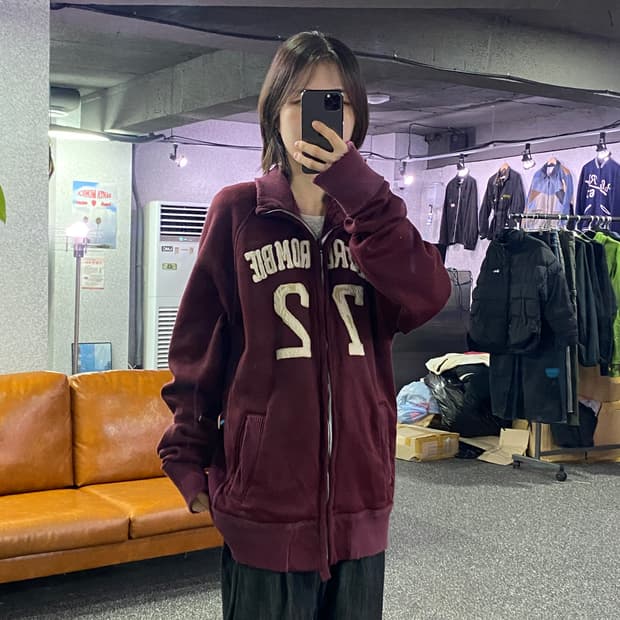 아베크롬비 빅로고 버건디 집업 B3134