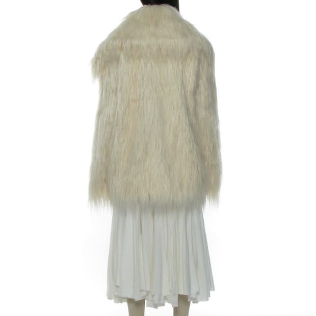 WIDE COLLAR HAIRY FUR COAT_IVORY | 후루츠패밀리