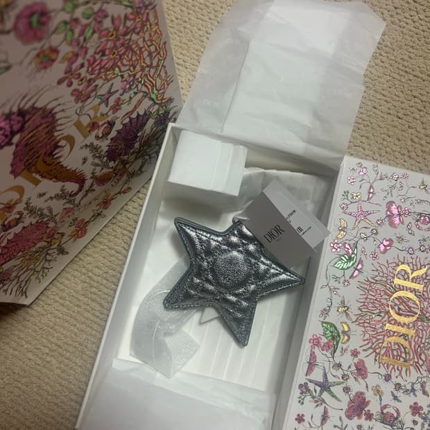 크리스찬디올 별 에어 태그 키링 실버(새상품)