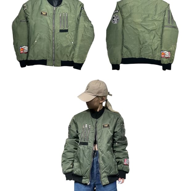 일본 빈티지 카키 항공 잠바 ma-1 마원 자켓