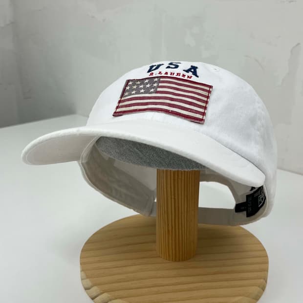 00's 폴로 랄프로렌 usa 플래그 화이트 볼캡 모자