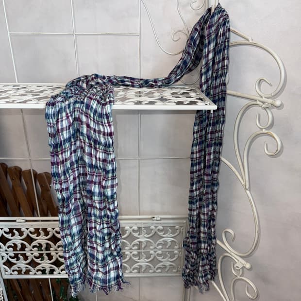Purple blue check summer scarf