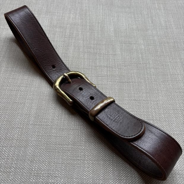 (31) 90s Italy MARCO 브라운레더 솔리드 브라스 버클 벨트