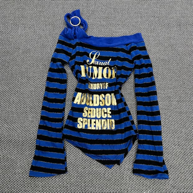 빈티지 갸루 스트라이프 오프숄더