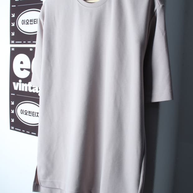 (L-2XL) 드로우핏 반팔 티셔츠 샌드 무지 놈코어-H32738