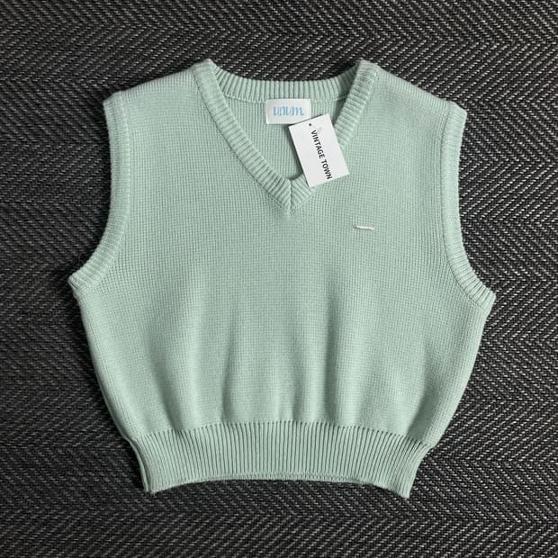 빈티지 크롭 와플 니트 베스트o 3126