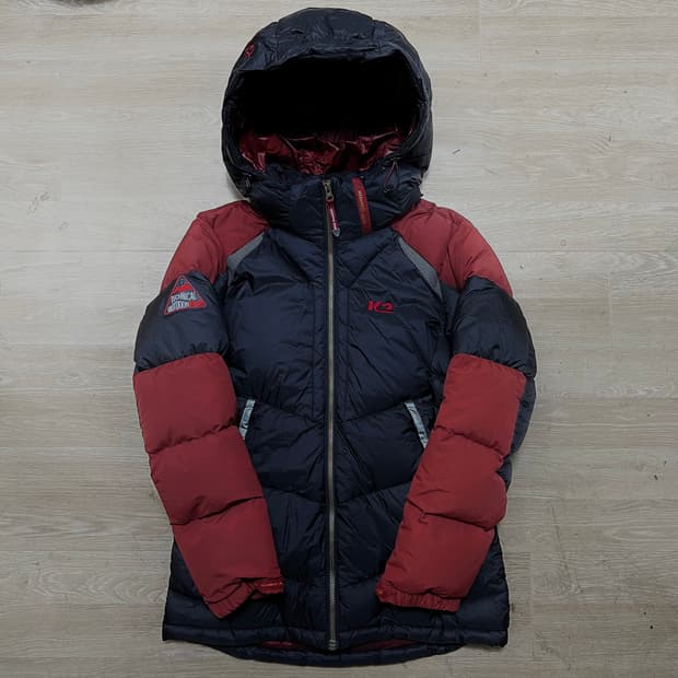 K2 여성 테크니컬 구스다운 아웃도어 후드 패딩 [블랙/버건디] S/90