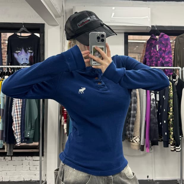 아베크롬비 와플 헨리넥 롱슬리브