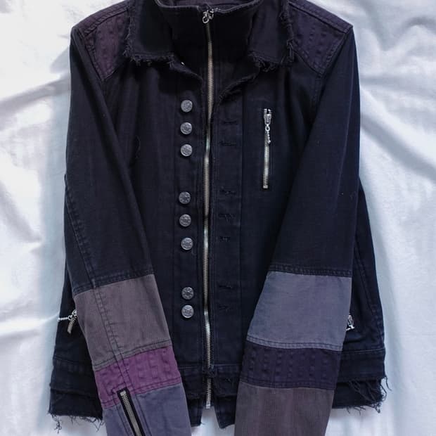 Button color block jacket