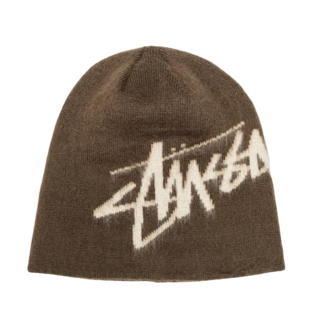 스투시 브러쉬드 아웃 스탁 스컬캡 비니 브라운