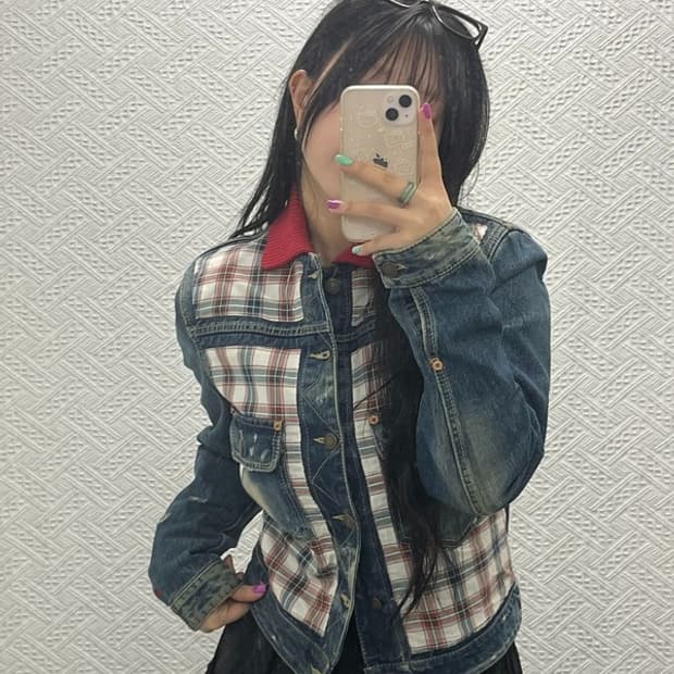 디스퀘어드2 올드스쿨 90's 트러커 체크 데님 청자켓 90 C06622