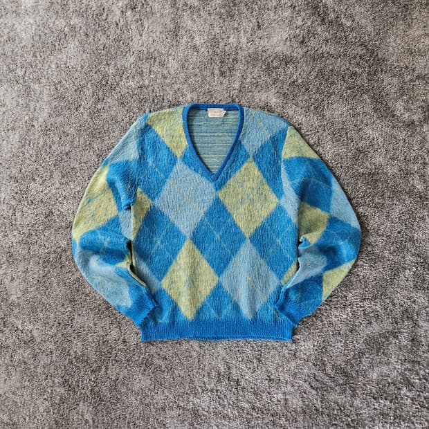 빈티지 아가일 니트 스웨터