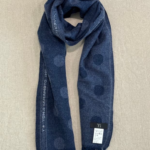 요지야마모토 네이비 도트 울 머플러