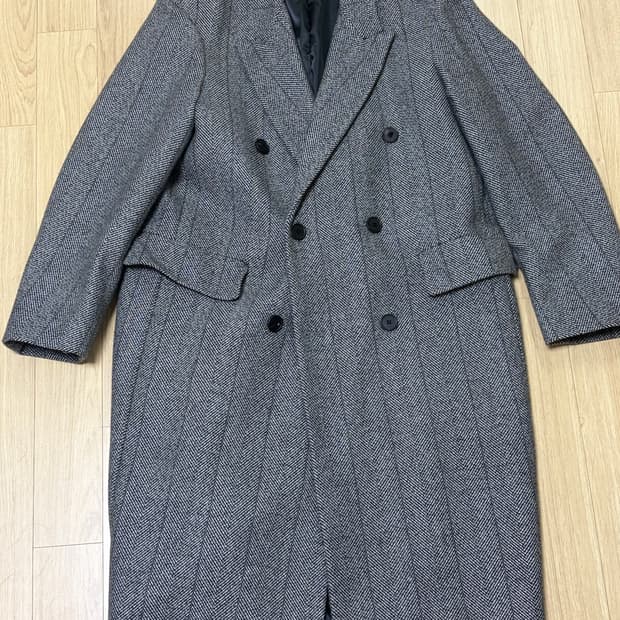 [ TNGT ] 블랙 헤링본 더블 브레스티드 코드