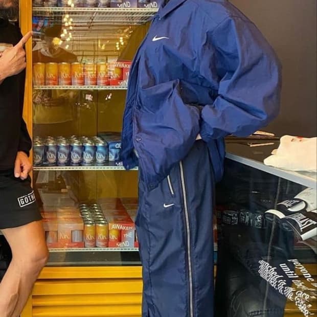 빈티지 나이키 사이드지퍼 나일론 트랙팬츠 그레이