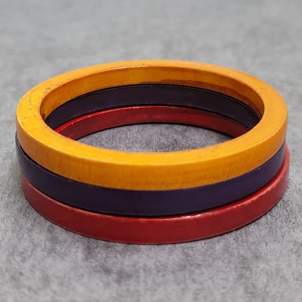 wood bangle set
