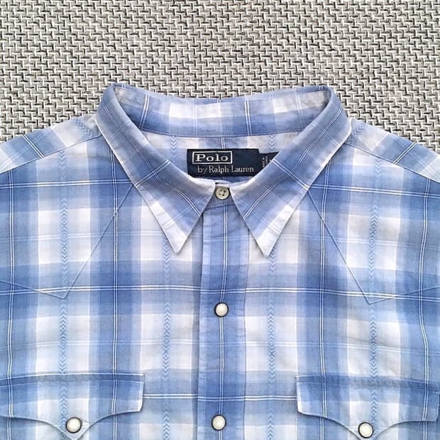 90s Plaid check Pearl snap western shirt