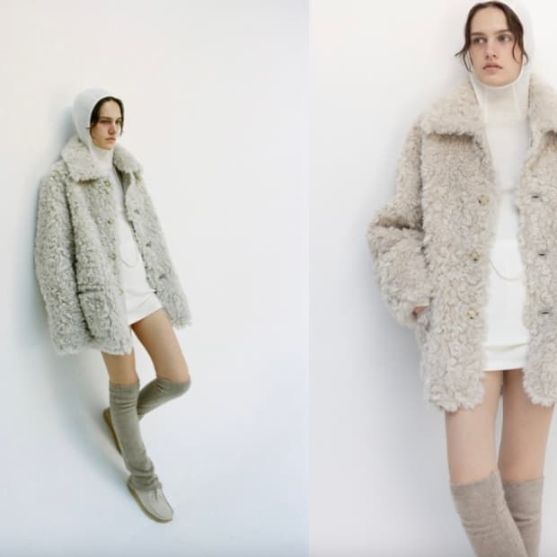 Monoha reversible fluffy coat