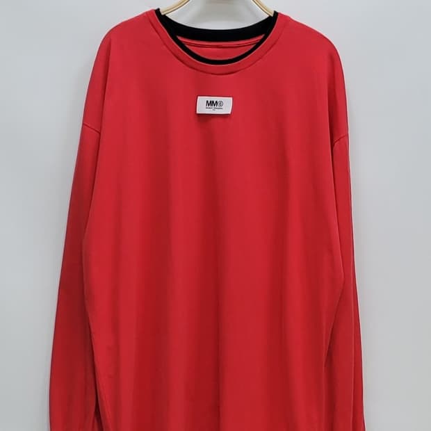 메종 마르지엘라 22SS 오버핏 레이어드 롱슬리브 티셔츠 / L 레드 