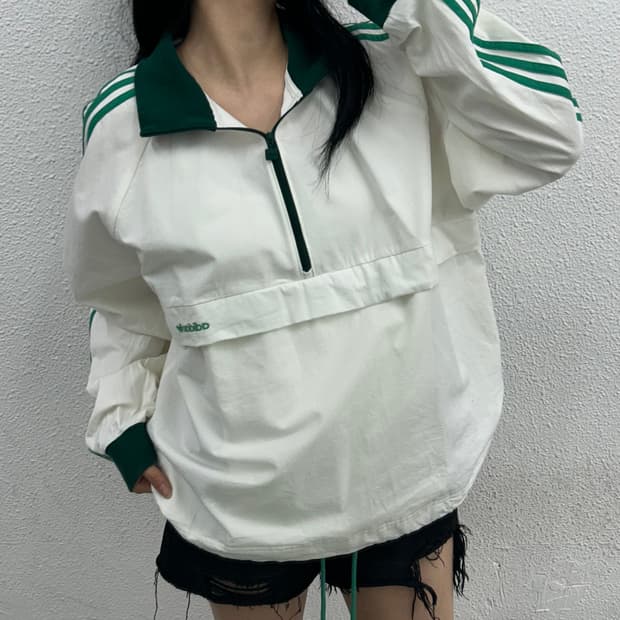 아디다스 그린라인 화이트 아노락 L