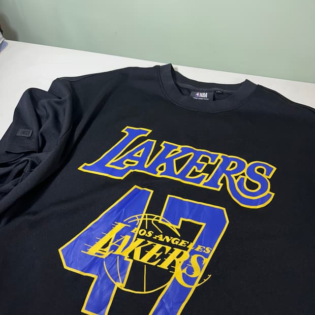 XL NBA 블랙 LA레이커스 오버핏 폴리 반팔티