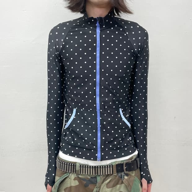 White dot purple rash guard 