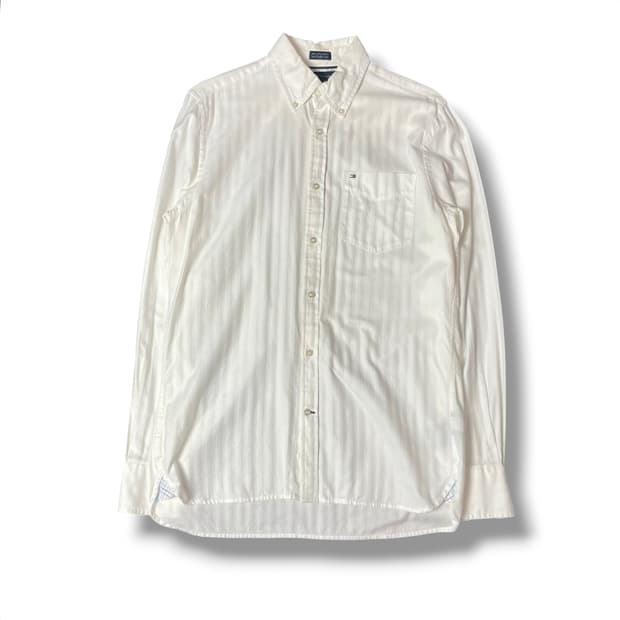 타미힐피거 옥스퍼드 코튼 미니로고 화이트 셔츠 S