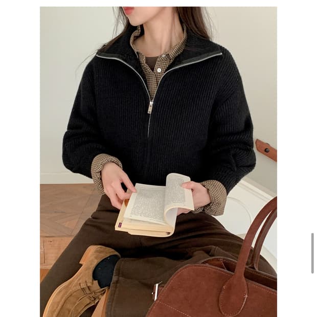 [아뜨랑스] made 양털 니트집업 투웨이 지퍼 겨울 니트