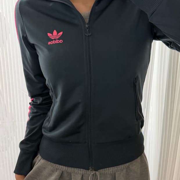 아디다스 챠콜 져지 집업 90