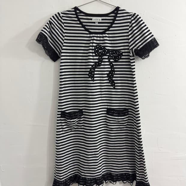 stripe ribbon onepiece