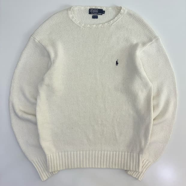 Polo  폴로 랄프로렌 자수 화이트 코튼 니트  